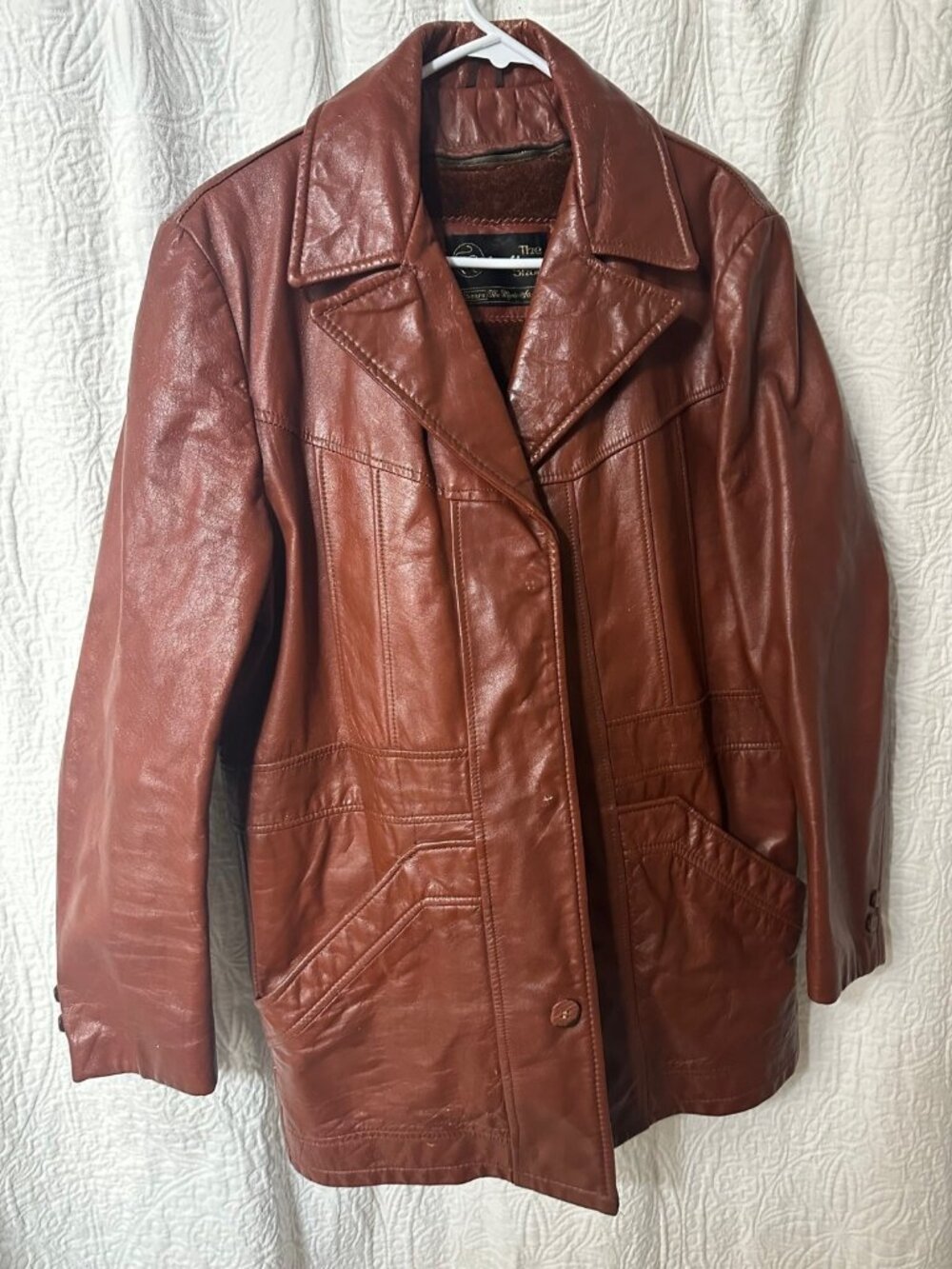 VINTAGE SEARS MEN'S BROWN LEATHER JACKET DISTRESSED SZ 38 REG